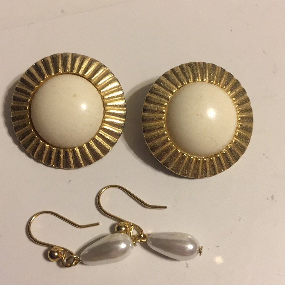 Vintage pearl,Lancer faux stone earrings,